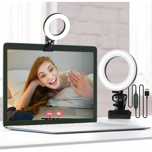 Video Conference Lighting Kit, Led Ring Light W Clip Clamp Mount Selfie Tik Tok