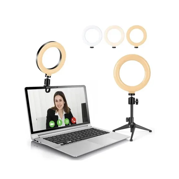 Video Conference Lighting Kits, 6 Led Selfie Ring Light With Tripod Stand
