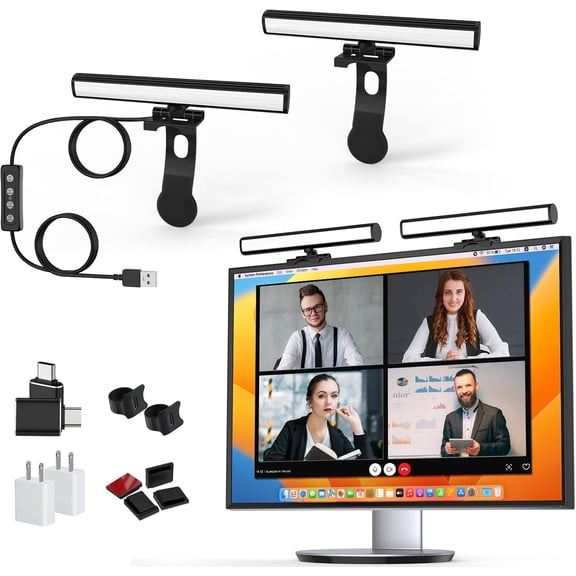 Video Conference Lighting, Monitor Light Bar, Eye-Caring Computer Light, Screen Light Bar,Webcam Streaming Lights, Zoom Lighting for Computer, Replaces Ring Light for Zoom Meetings