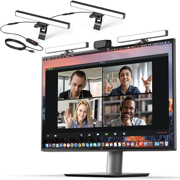 Video Conference Lighting - Webcam Light for Streaming, LED Monitor and Laptop Light for Video Conferencing, Zoom Lighting for Computer, Replace Ring Light for Zoom Meeting, Double Kit