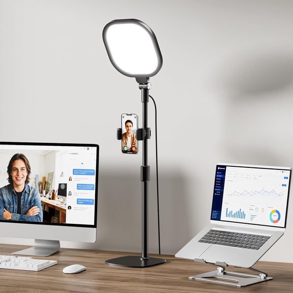 Video Conference Lighting for Zoom Meeting, Ring Light for Desk with Flexible Stand, 30 Light Modes Ring Light for Computer, Video Lights & Memory Func for Video Calls, Live Stream, Webcam