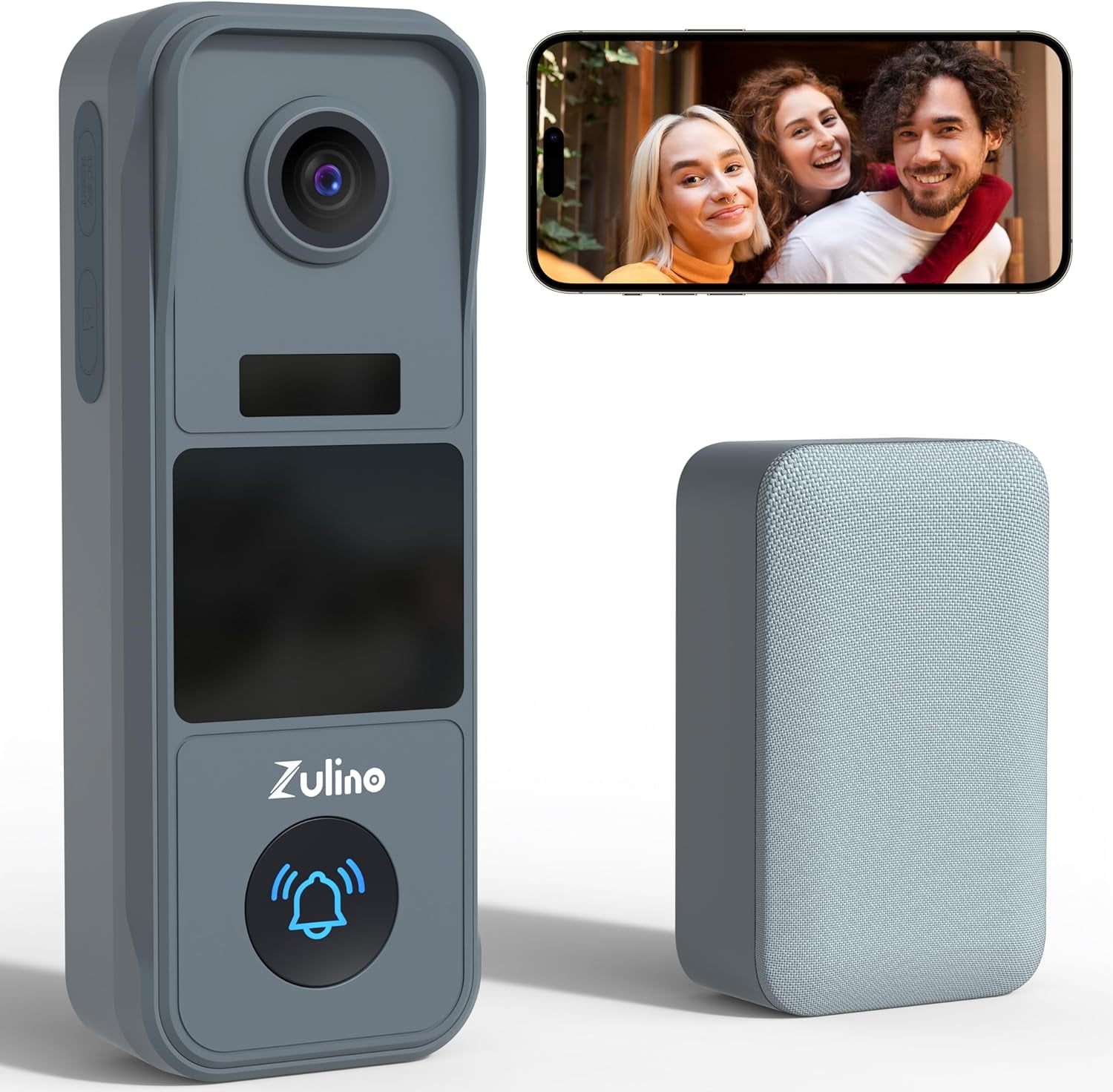 Video Doorbell Camera, Wireless Video Doorbell with Chime, PIR Motion