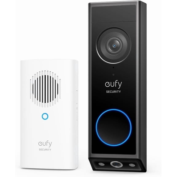 Video Doorbell E340 Kit, No Subscription, Dual Cameras, Head-to-Toe View, 2K FHD,Doorbell Camera Wireless & Wired, Color Night Vision, Two-Way Talk, AI Motion Detection, Built-in 8GB