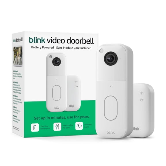 Video Doorbell (newest model)  Head-to-toe HD view, two-year battery life, and simple setup. Sync Module Core included  System (White)