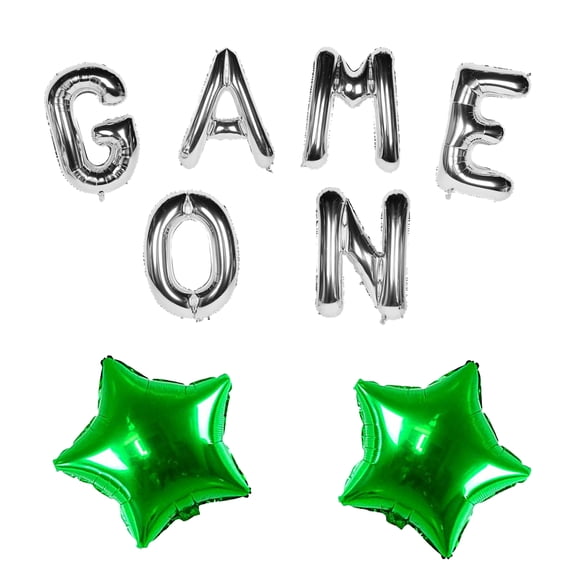 Video Game Birthday Party Decorations for Boys - GAME ON Silver Foil Balloons, Game Controller Foil Balloons, for Game Zone Birthday Party Decor, Game On Birthday Supplies