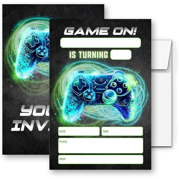 Video Game Birthday Party Invitations, Video Game Birthday Invitations, Neon Party Invite, Birthday Party Invitations for Friends, Classmates, Teammates, etc. (046)