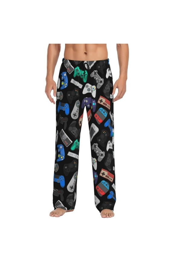 Video Game Controller Background Men'S Pajama Pants Soft Sleep Lounge Pants Pjs Bottoms With Pockets Small