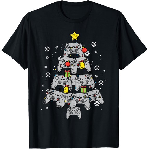 Video Game Controller Christmas Tree Xmas Boy Men Youth Teen T-Shirt