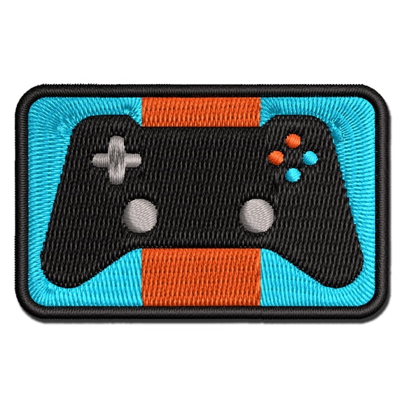 Video Game Controller Icon Applique Multi-Color Embroidered Iron-On Patch - 2.5 Inch Small