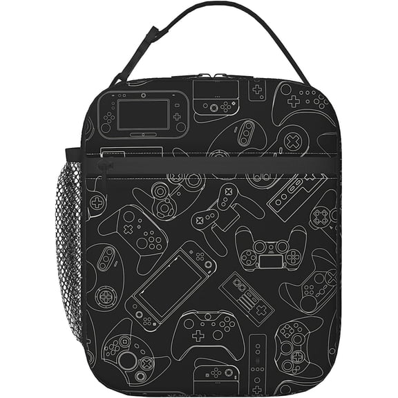 Video Game Controller Insulated Lunch Bag - Reusable Lunch Box For Boys Girls - Portable Lunchbox Tote For Women Men and Kids