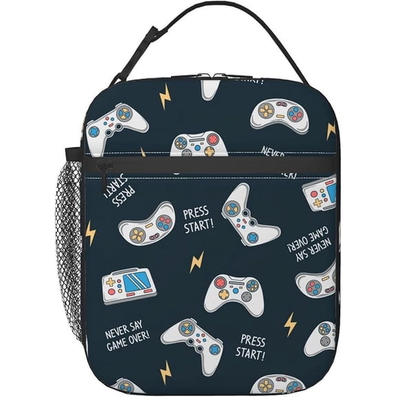 Video Game Controller Insulated Lunch Bag - Reusable Lunch Box - Portable Lunch Tote For Women Men And