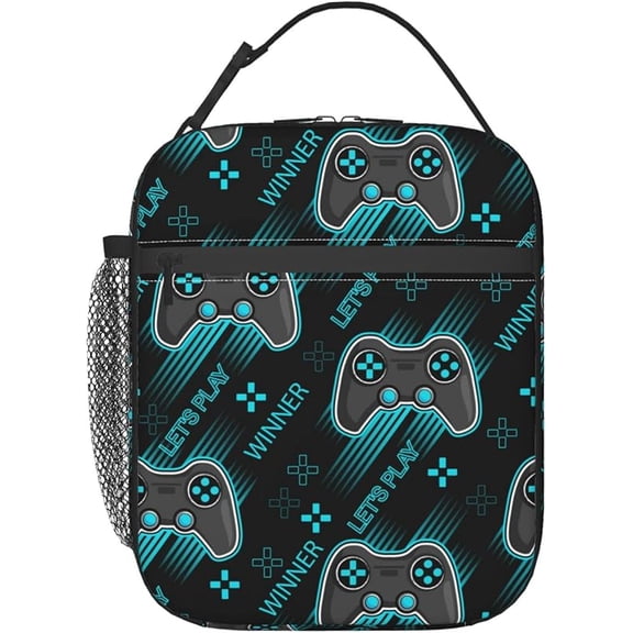 Video Game Controller Insulated Lunch Box Portable Lunch Bag with Detachable Handle,Reusable Lunchbox for Men Women