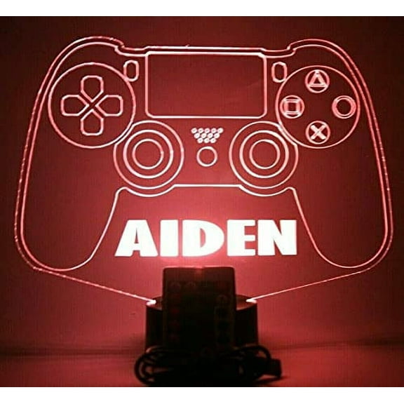 Video Game Controller Night Light Up Desk Table Lamp LED Personalized Free Engraved Gamer Gaming Room, Our Newest Feature, Most Popular, It's Wow, with Remote 16 Colors Energy Efficient, Great Gift
