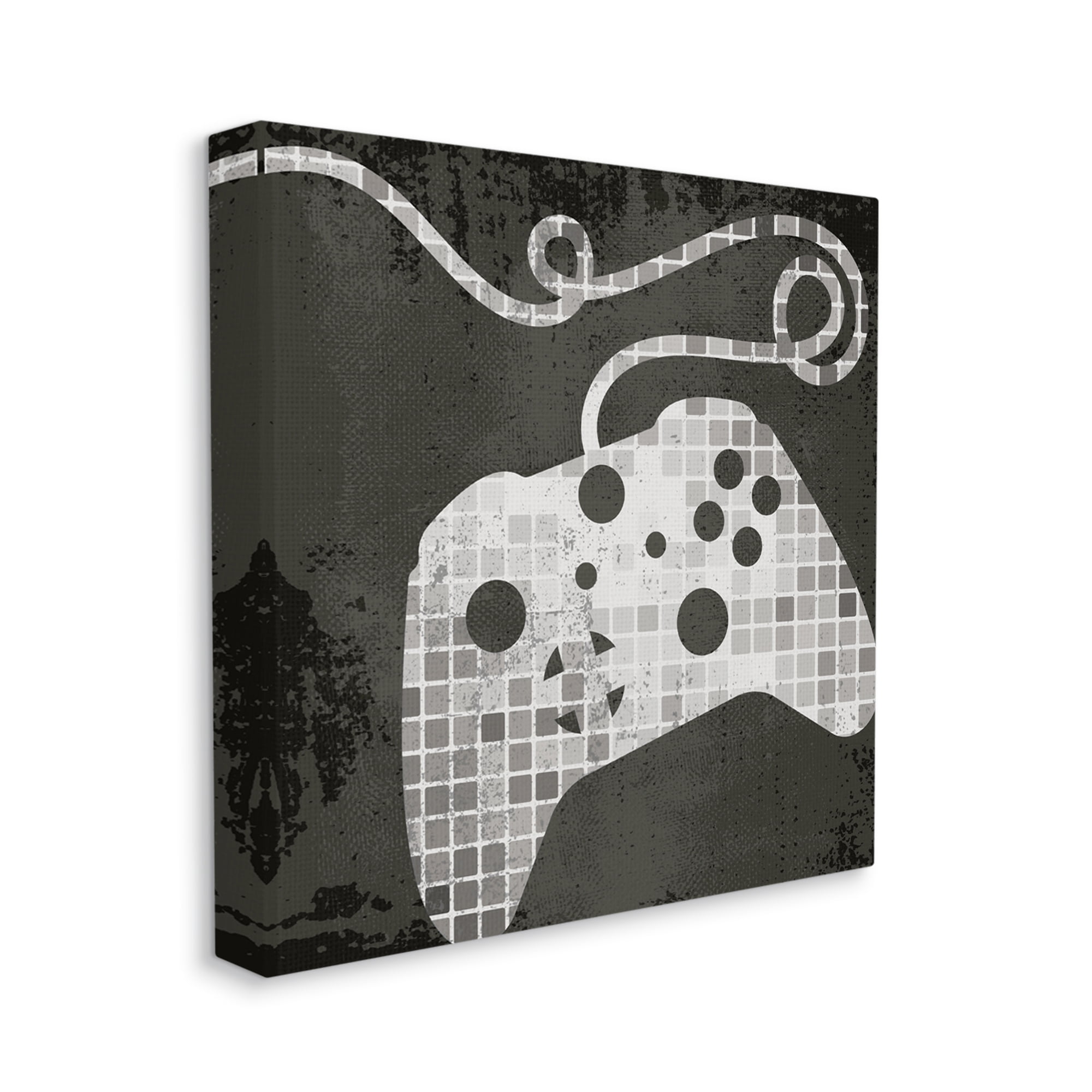 Video Game Controller Outline Geometric Square Pattern Art for Kids Gallery-Wrapped Canvas Print Wall Art, 17x17