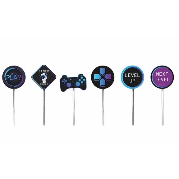 Video Game Cupcake Toppers, Gamer Picks for Party Favors Decor, Let's Play Baby Shower Celebration, Remote Control Birthday Supplies, Toddler, Gaming Boy Birthday Ideas