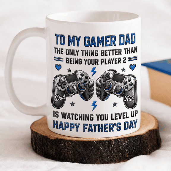 Video Game Dad Mug, Gamer Father Gift from Son, Happy Father’s Day Coffee Cup