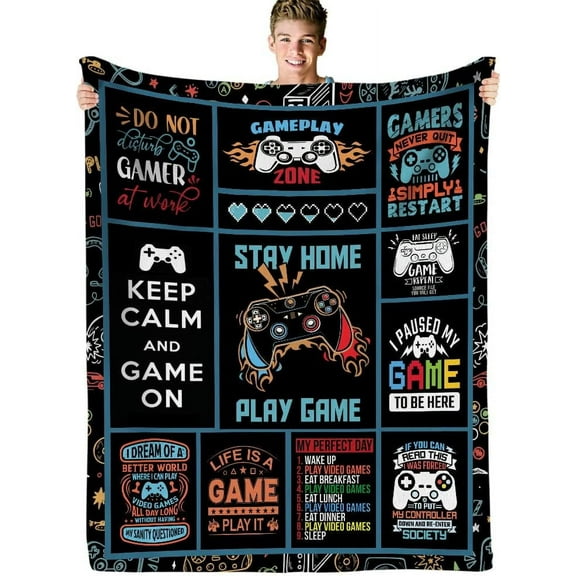 Video Game Gifts for Men Gifts for Video Game Lovers Men Game Blanket for Teen Boys Men Adults, Gamer Soft Comfortable Travel Blanket for Girls, Game Blankets Present for Kids Son Size 50“x60“