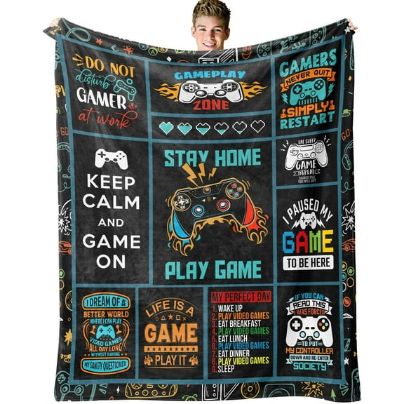 Video Game Gifts for Men Gifts for Video Game Lovers Men Game Blanket for Teen Boys Men Adults, Gamer Soft Comfortable Travel Blanket for Girls, Game Blankets Present for Kids Son Size 40“x50“