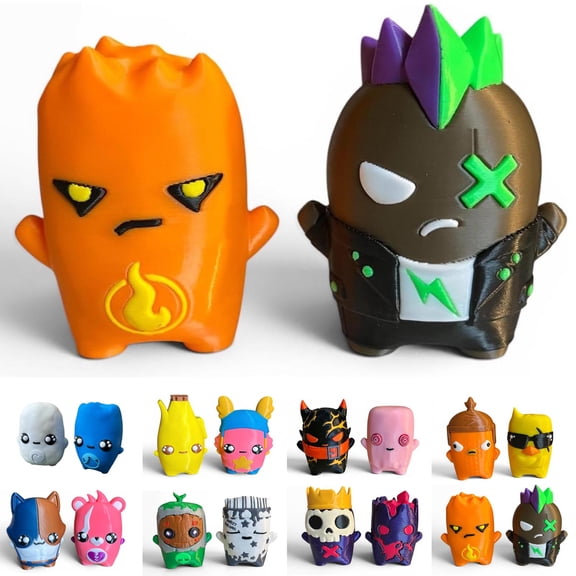 Video Game Inspired Sprite Figures, 3.15 Inch 3D Printed Kawaii Style Collectible Figures Set, Set of 2 Figures, Handmade Novelty Gag Gift