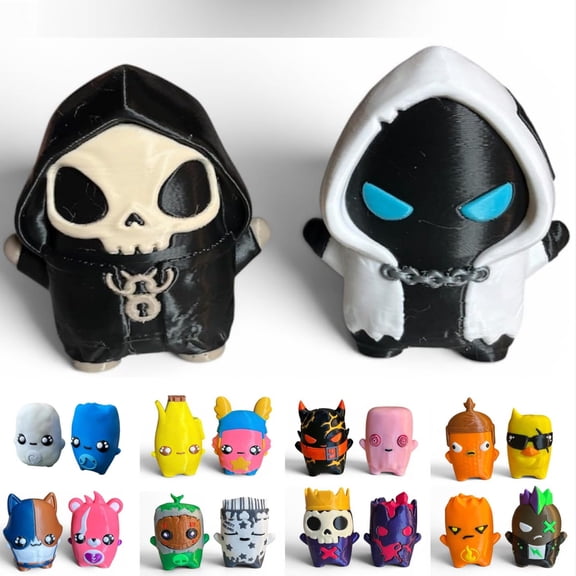 Video Game Inspired Sprite Figures, 3D Printed 3.15 Inch Kawaii Style Collectible Figures Set, Set of 2 Figures, Handmade Novelty Gag Birthday Christmas Halloween Gifts