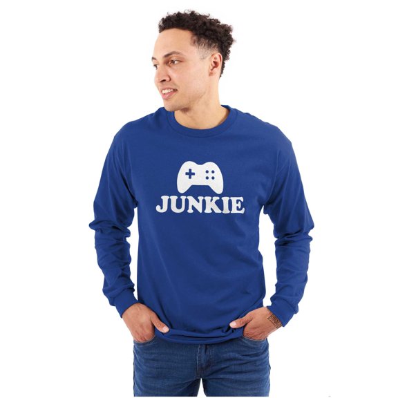 Video Game Junkie Gamer Nerdy Gaming Long Sleeve TShirt Men Women Brisco Brands S