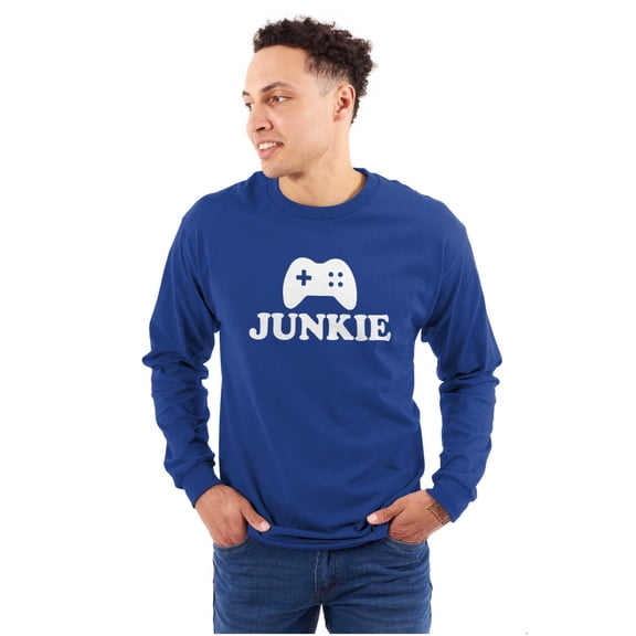 Video Game Junkie Gamer Nerdy Gaming Long Sleeve TShirt Men Women Brisco Brands X