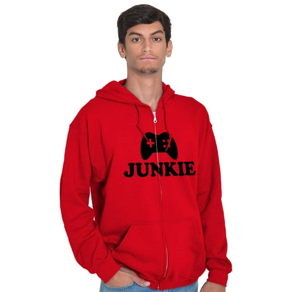 Video Game Junkie Gamer Nerdy Gaming Unisex Plus Size Zip Hoodie Brisco Brands 3X