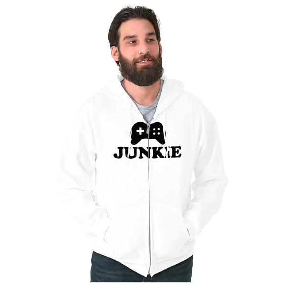 Video Game Junkie Gamer Nerdy Gaming Zip Up Hoodie Men's Women's Brisco Brands X