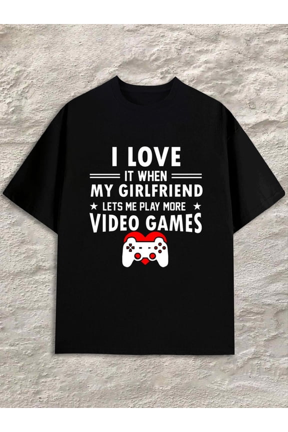 Video Game Love Men's black spring and summer clothing Fashion Unisex Shirt Printed tshirts Unique Design Unisex Shirt Crewneck tshirts Retro Unisex Shirt Graphic tshirts
