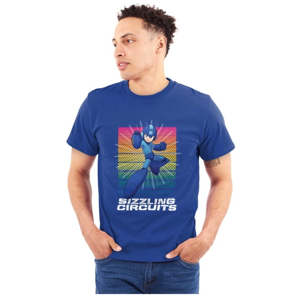 Video Game Mega Man Sizzling Circuts Men's Graphic T Shirt Tees Brisco Brands S
