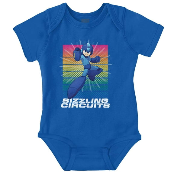 Video Game Mega Man Sizzling Circuts Romper Boys or Girls Infant Baby Brisco Brands 12M