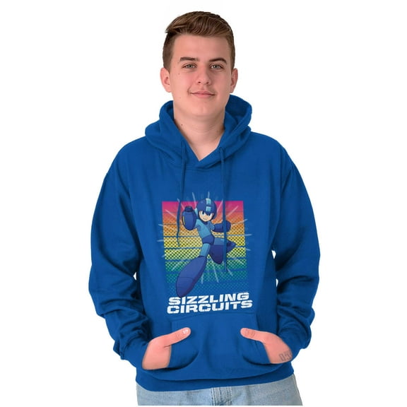 Video Game Mega Man Sizzling Circuts Unisex Plus Size Hoodie Brisco Brands 2X