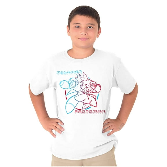 Video Game MegaMan ProtoMan Sketch Crewneck T Shirts Boy Girl Teen Brisco Brands L