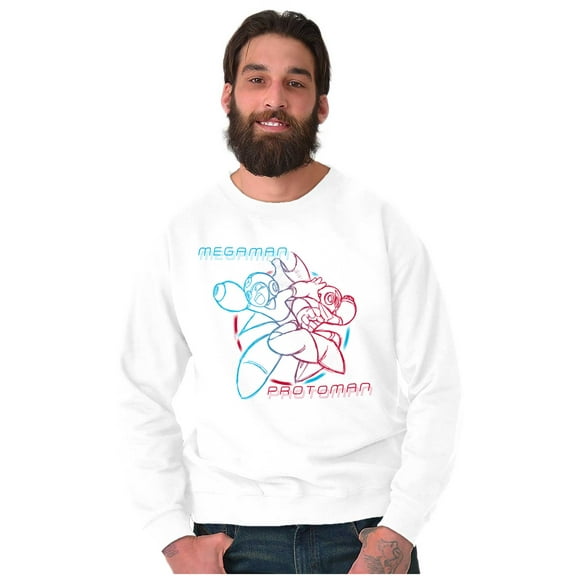 Video Game MegaMan ProtoMan Sketch Sweatshirt for Men or Women Brisco Brands X