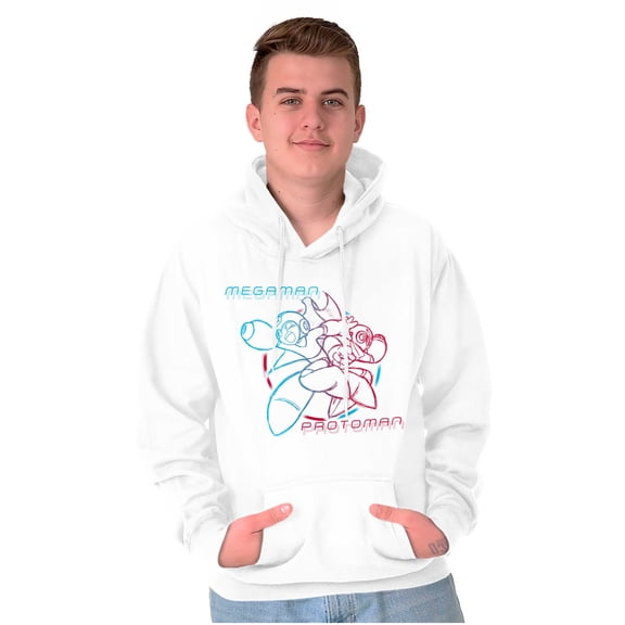 Video Game MegaMan ProtoMan Sketch Unisex Plus Size Hoodie Brisco Brands 3X