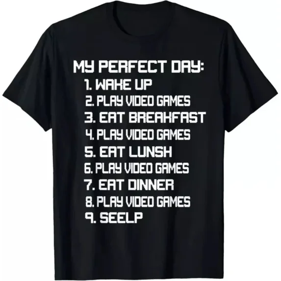 Video Game My Perfect Day Funny Gamer Gaming Gift Idea Tee Shirt Unisex S-5XL Hot Trending Shirt, Vintage Birthday Gift