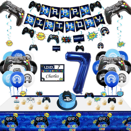 Video Game Party Decorations - 11th Birthday Decorations for Boys, HAPPY BIRTHDAY Banner, Video Game Balloons, Controller Balloon, Gaming Hanging Sign, Gaming Birthday Party Supplies C48
