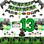 Video Game Party Decorations - 13th Birthday Decorations for Boys, HAPPY BIRTHDAY Banner, Video Game Tablecloth, Gaming Pattern Balloons, Controller Balloons, Gaming Hanging Sign, Gaming Birthday Part