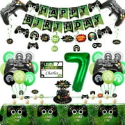 Video Game Party Decorations - 7th Birthday Decorations for Boys, HAPPY BIRTHDAY Banner, Video Game Tablecloth, Gaming Pattern Balloons, Controller Balloons, Gaming Hanging Sign, Gaming Birthday Party