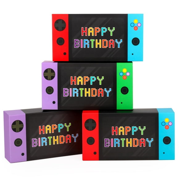 Video Game Party Favor Boxes - 16 PCS Gamer On Theme Gifts Boxes for Boys Kid Birthday Decorations Video Game Controller Shape Goodie Candy Bags Gamer Party Supplies EH6