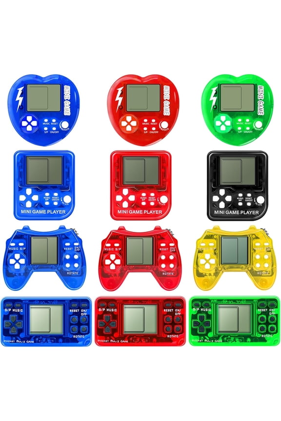 Video Game Party Favor Keychains, 12-Piece Mini Game-Themed Keychain Set, Birthday Party Decorations, Classroom Prizes, Valentine Gift Favors
