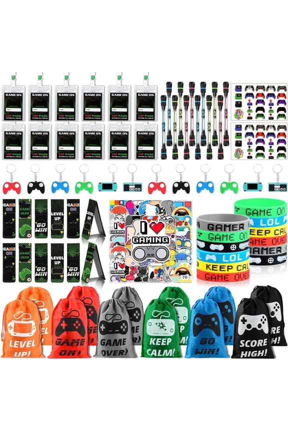 Video Game Party Favors, 124 PCS Gaming Birthday Party Supplies for Kids Gamer