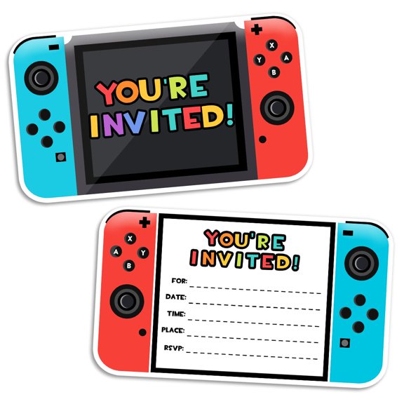 Video Game Party Invitations 30 Cards + 30 Envelopes Kids Birthday Decor Favors
