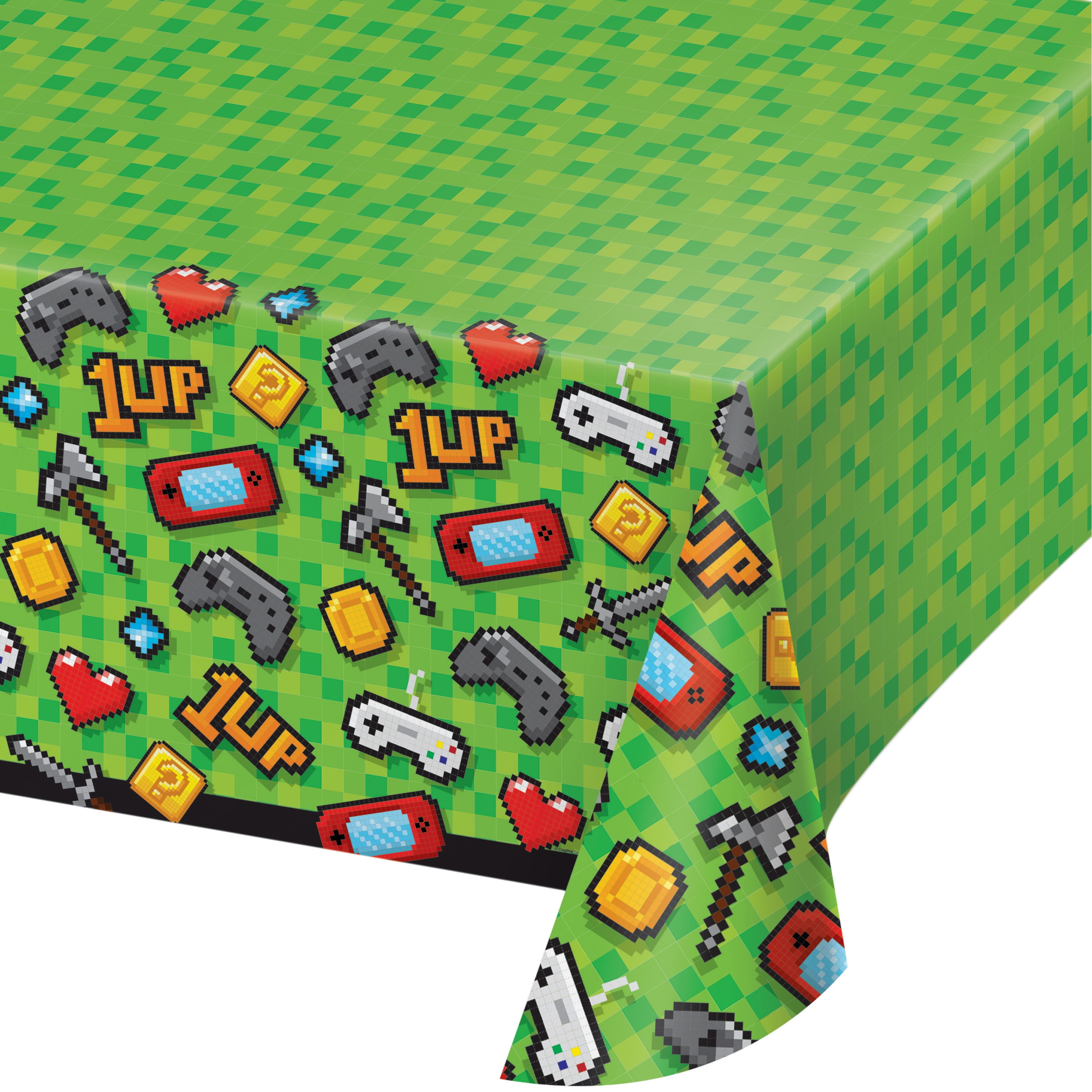 CREATIVE CONVERTING Video Game Party Plastic Tablecloths, 3 Count