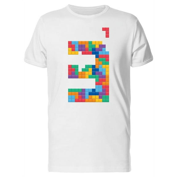 Video Game Pixel Number Three T-Shirt Men -Image by Shutterstock, Male Medium