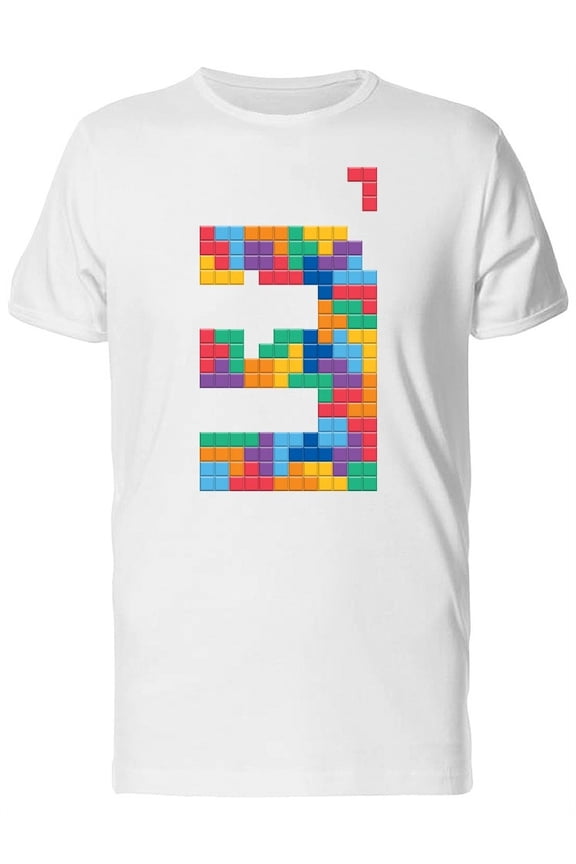 Video Game Pixel Number Three T-Shirt Men -Image by Shutterstock, Male Medium
