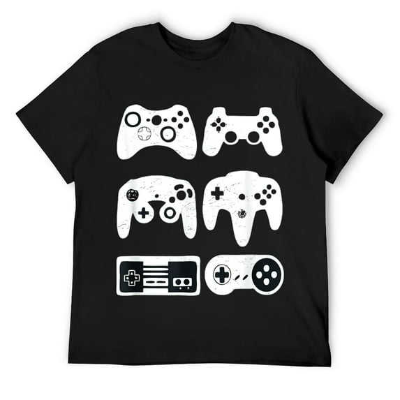 Video Game Player Vintage Retro Console Controllers Men Boys T-Shirt Black