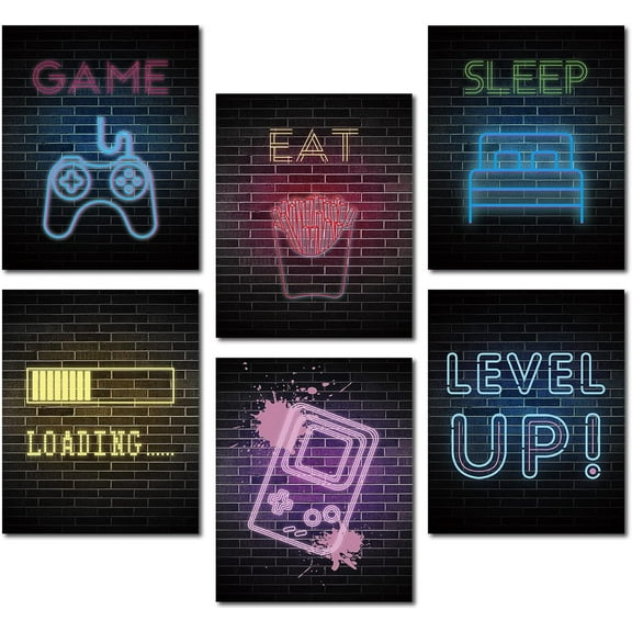 Video Game Prints Wall Art - Set of 6- Unframed Wall Art Prints 8"X10" Watercolor Prints Wall Art Abstract Minimalist Wall Art Prints