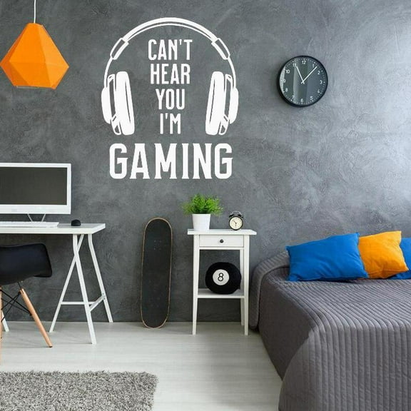 Video Game Quotes Decor Wall Decal Can't Hear You I'm Gaming Gamer Life Vinyl Sticker Boy Room Decoration Wallpaper 42X50cm