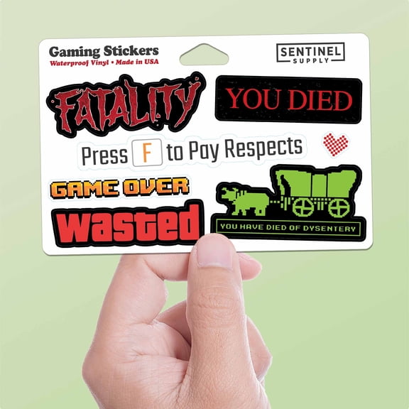 Video Game Sticker Sheet - Set of 7 Mini Funny Gaming Decals